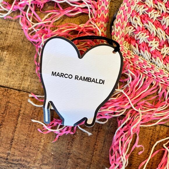 Marco Rambaldi Ssense Pink Crochet Halter Top Fringe Hem NEW NWT L Cotton Linen - Picture 8 of 9